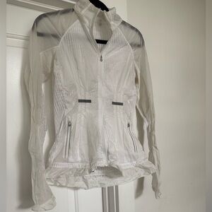 Lululemon track jacket lace ruffle sheer white size 4 rare limited edition‎